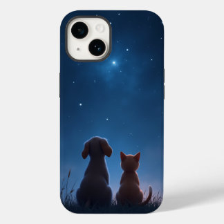 Stargazing Puppy & Kitten iphone case