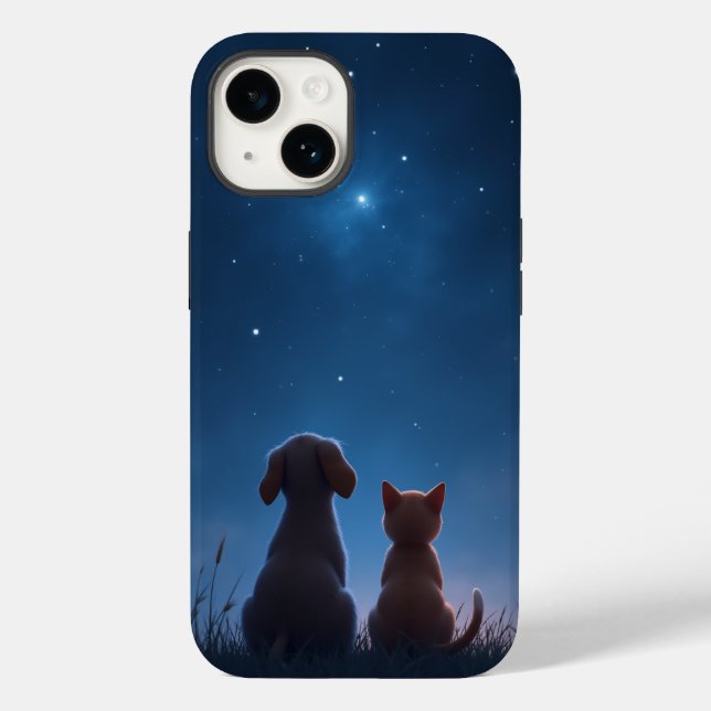 Stargazing Puppy & Kitten iphone case (Baksida)