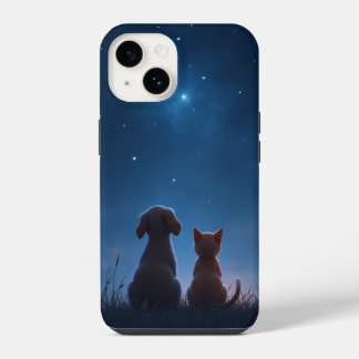 Stargazing Puppy & Kitten iphone case