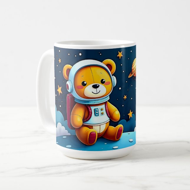 Stargazing Teddy Astronaut Kaffemugg (Framsida vänster)