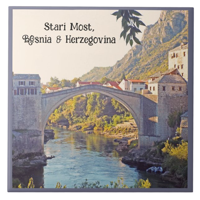 STARI MEST BRIDGE, BOSNIEN OCH HERCEGOVINA KAKELPLATTA (Framsidan)