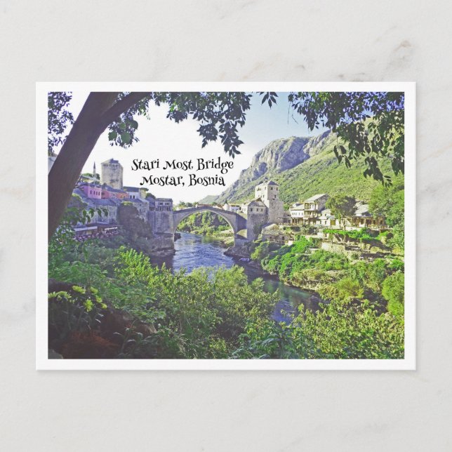 STARI MEST BRIDGE IN MOSTAR BOSNIA VYKORT (Framsida)