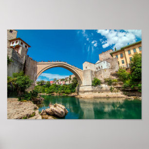 Stari Most Bridge Countryside Bridge Bosnien Lands Poster