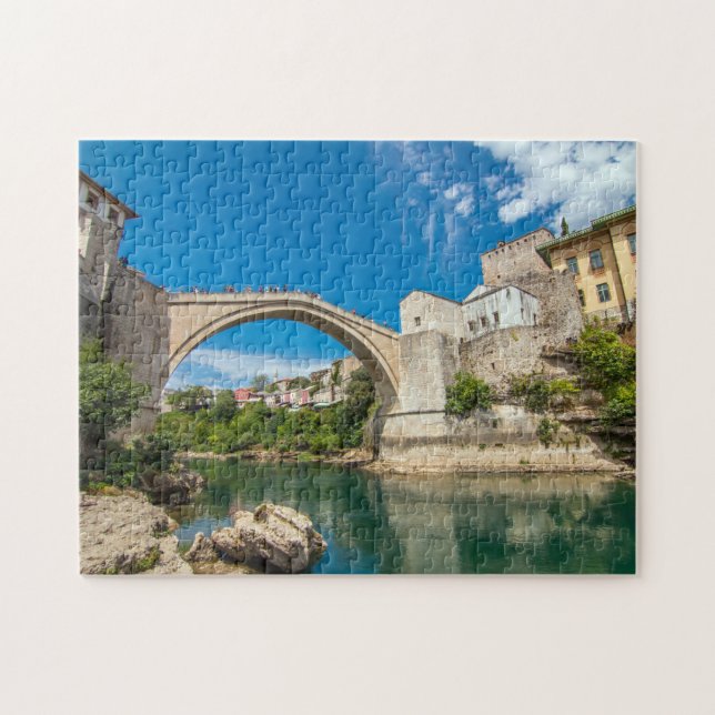 Stari Most Bridge Countryside Bridge Bosnien Lands Pussel (Horisontell)