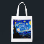 Starjkväll av Vincent Van Gogh Återanvändbar Påse<br><div class="desc">Vincent Van Gogh Starry Natt. Det här är ett gammalt mästerverk från huvudmålaren Vincent Van Gogh. Den här brans konstlandskapsmålning har vackert,  vibrerande,  mättat färg. Vincent Van Gogh var en målare i post impressionist. Denna bild är offentlig</div>