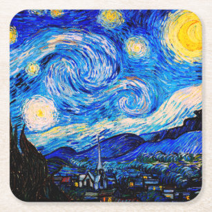 Starjkväll av Vincent Van Gogh Underlägg Papper Kvadrat