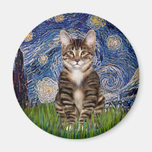 Starjkväll - Tabby Tiger cat 30 Magnet