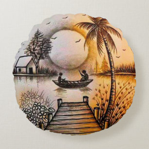 Stark 3D-färgad runda Dekorativ kudde