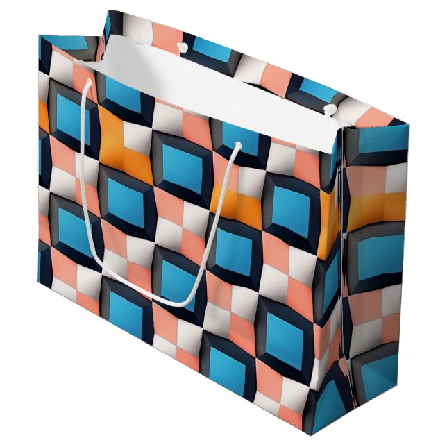 Stark 3D Geometric Illusion Mönster - fet Färg (Framsidan Vinklad)