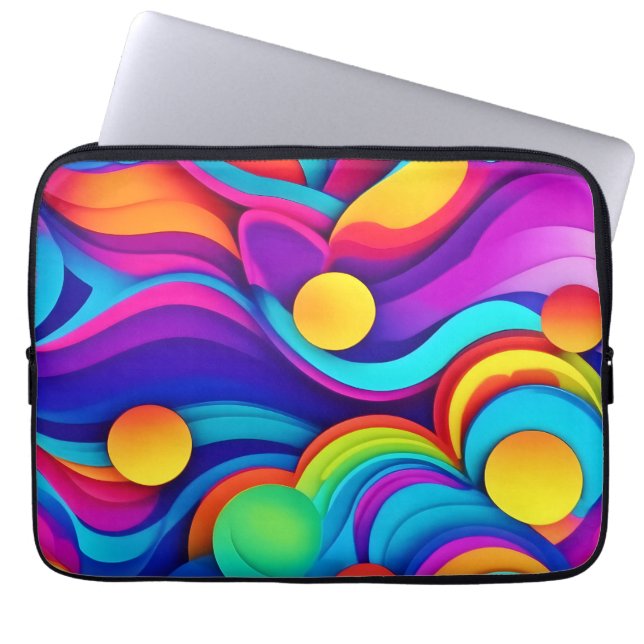 Stark Abstrakt Wave Art Laptop Fodral (Framsidan)