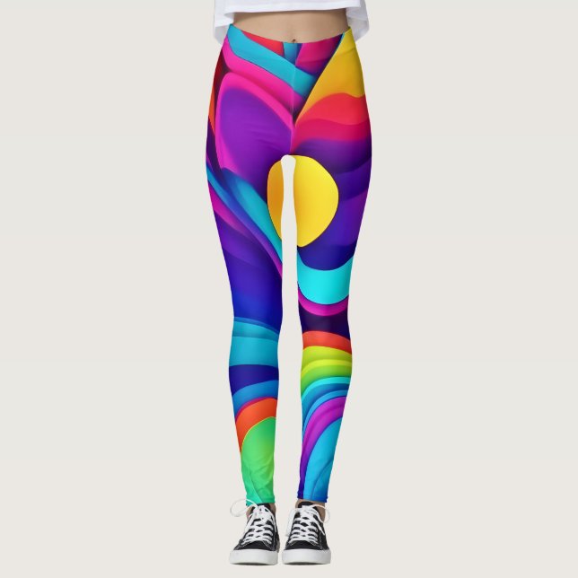 Stark Abstrakt Wave Art Leggings (Framsida)