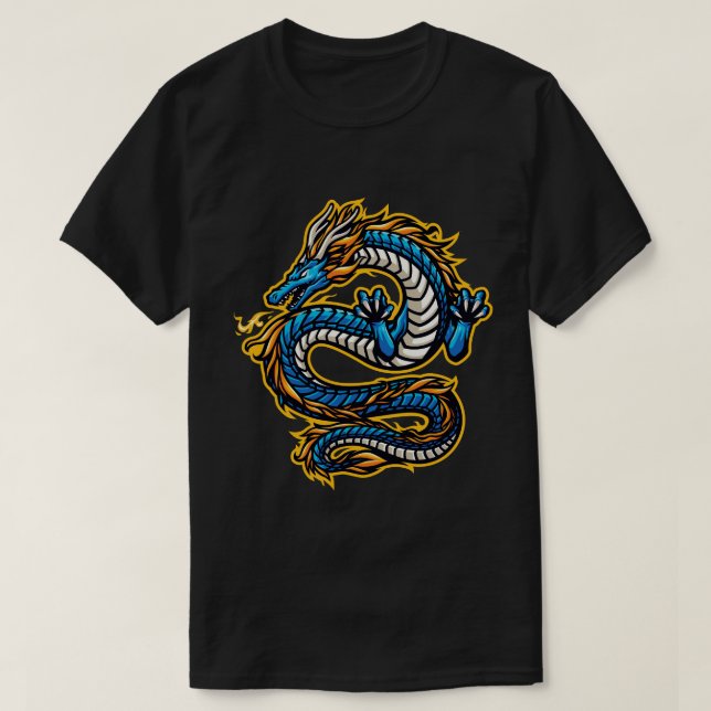 Stark blå drake t shirt (Design framsida)