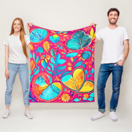 Stark Blommigt Heart Art Art Fleecefilt