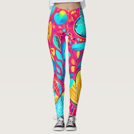 Stark Blommigt Heart Art Art Leggings
