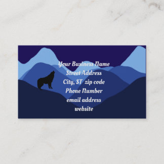 Stark Blue Mountain Silhouette med Varg Logotyp Visitkort