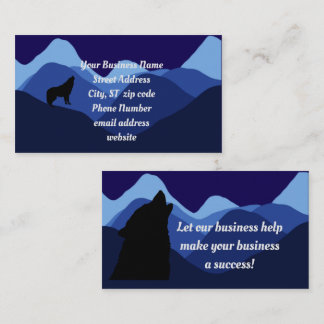 Stark Blue Mountain Silhouette med Varg Logotyp Visitkort