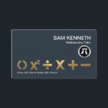 Stark Bronze Math Symbols Mathematics Tutor Visitkort<br><div class="desc">En mörk blått elegant förstärks av en faux bronze BODMAS math motiv vid kortets bas. BODMAS är en akronym för Bracket, Of, Division, Multiplication, Addition och Subtraaction, dvs. på grundval av en förstahandsmatur. Nedan finns de mobilare kontaktuppgifterna. Över överst på kortet ljuger du din prestigefyllda namn och jobbtitel tillsammans med...</div>