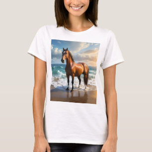 Stark brun häst på stranden. t shirt