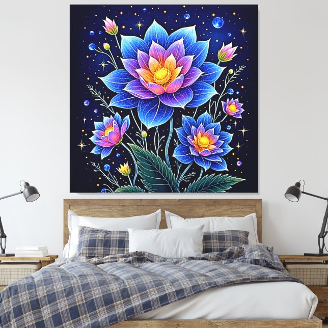 Stark Cosmic Blommigt Dreams Design Canvastryck (Insitu (sovrum))