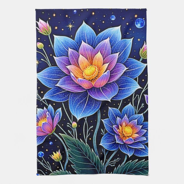 Stark Cosmic Blommigt Dreams Design Kökshandduk (Vertikal)