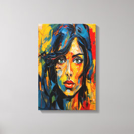 Stark Expressionist Porträtt Abstrakt Art Canvastryck