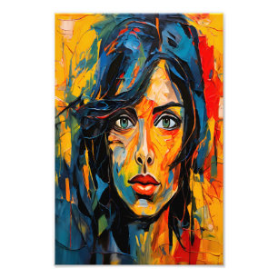 Stark Expressionist Porträtt Abstrakt Art Fototryck