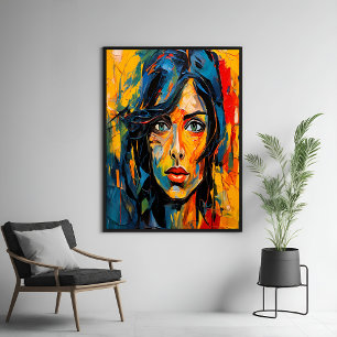 Stark Expressionist Porträtt Abstrakt Art Poster