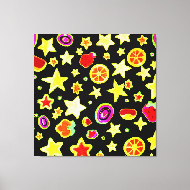 Stark Färg Explosion Fruits Star Mönster Canvastryck (Framsida)