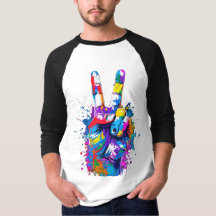 Stark färgstark Fredstecken Hand Digital Art