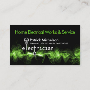 Stark Grönt Lightning Electrician Service Visitkort