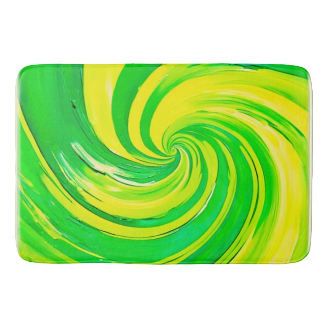 Stark Grönt och Gult Swirl Art Badrumsmatta (Framsidan)