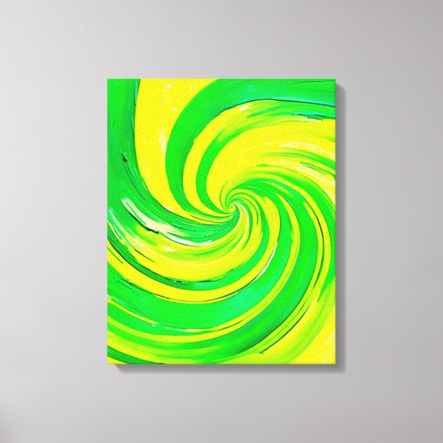 Stark Grönt och Gult Swirl Art Canvastryck (Framsida)