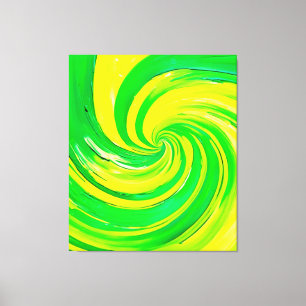 Stark Grönt och Gult Swirl Art Canvastryck