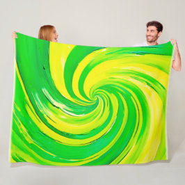 Stark Grönt och Gult Swirl Art Fleecefilt