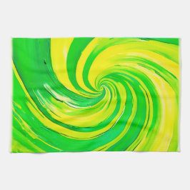 Stark Grönt och Gult Swirl Art Kökshandduk