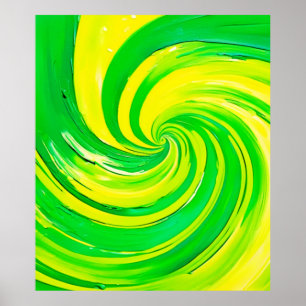Stark Grönt och Gult Swirl Art Poster