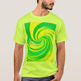 Stark Grönt och Gult Swirl Art T Shirt