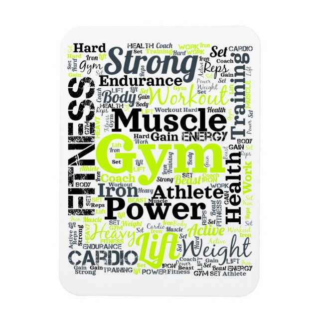 Stark Gymträning Ord Moln Magnet (Vertikal)