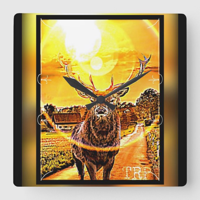 Stark Hjort 02-02 Fyrkantig Klocka (Framsida)