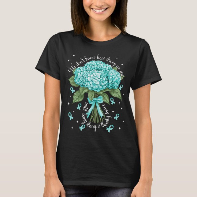 Stark Hydrangea Cervical Cancer-medvetenhet T Shirt (Framsida)