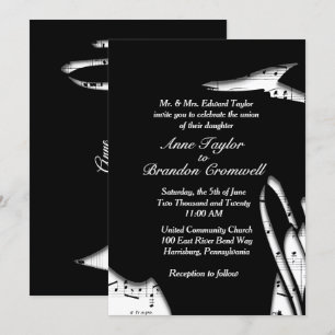 Stark inbjudan till Abstrakt Music Theme Wedding