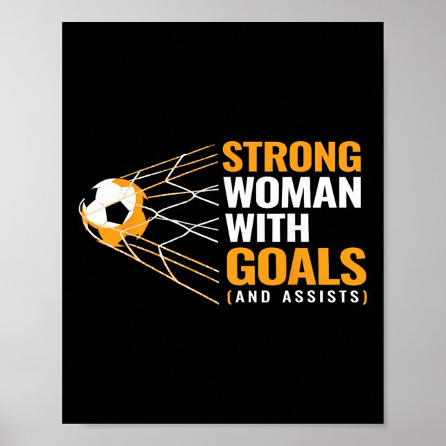 Stark kvinna med mål och Ists motiverande Socc Poster (Framsidan)