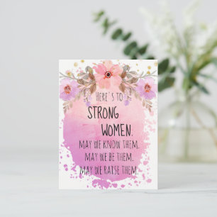 Stark kvinnans Rosa Lilac Blommigt Glitter Motivat Vykort