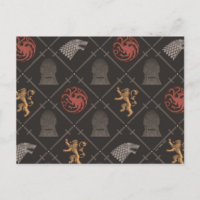 Stark, Lannister, Targaryen, Järn Throne Mönster Vykort (Framsida)