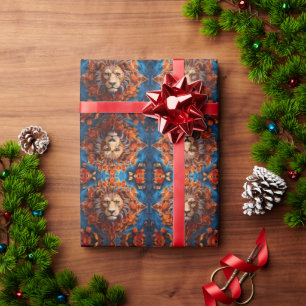 Stark Lejon med Blommigt Motifs Presentpapper