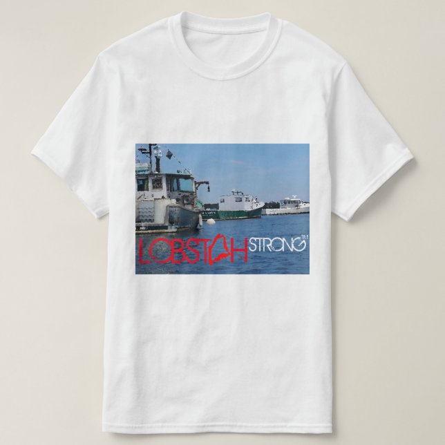 STARK LOBSTAH, FOTO FÖR MAINE HUMMERFARTYG PÅ TEE SHIRT (Design framsida)