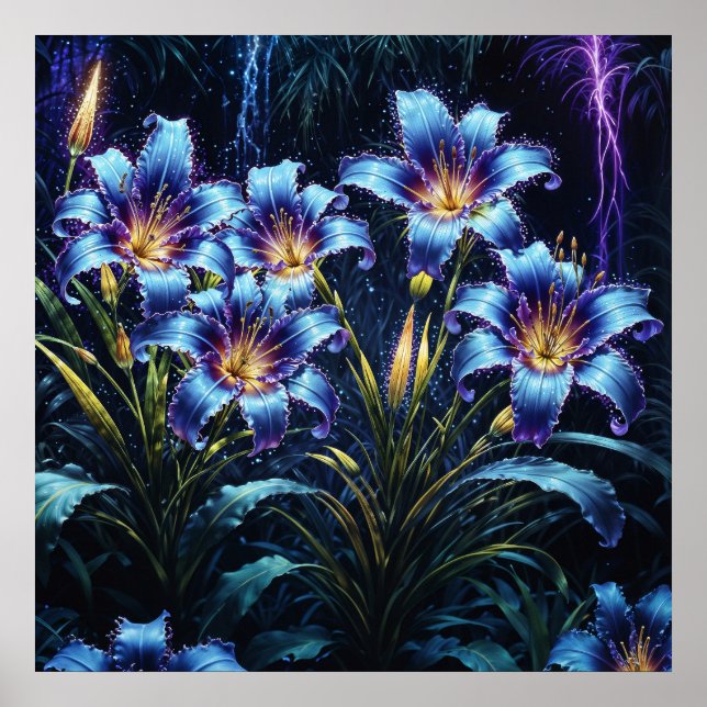 Stark luminös blommigt fantasi poster (Framsidan)