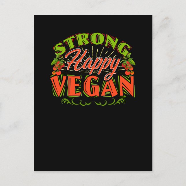 Stark Lycklig Vegan Vegetarian-baserad koststil Vykort (Framsida)