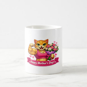 Stark Mamma Gym Katt Kaffe Mugg – Roligt Mors Dag