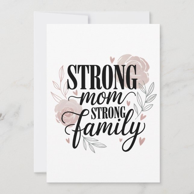 Stark mamma stark familj Blommig citat konst Julkort (Framsida)